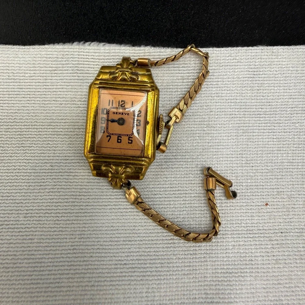 Vintage Geneva Watch Art Deco Benford Gold Tone Does Not Wind Prop READ